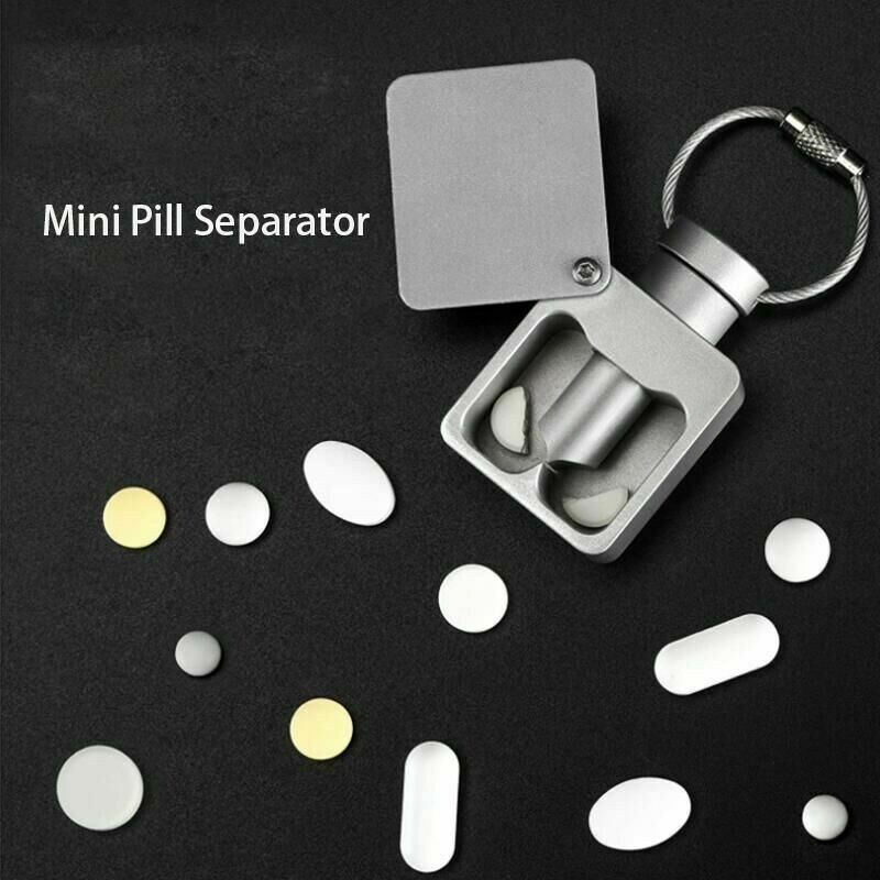 Mini Keychain Pill Separator Double Blade Cutter Portable Pill Slicer EDC Tool