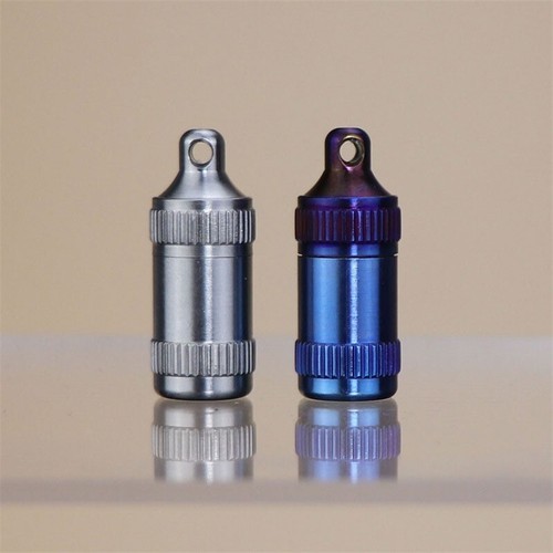 Titanium Alloy Waterproof Emergency Capsule Box Pill Case Keychain Pendant EDC