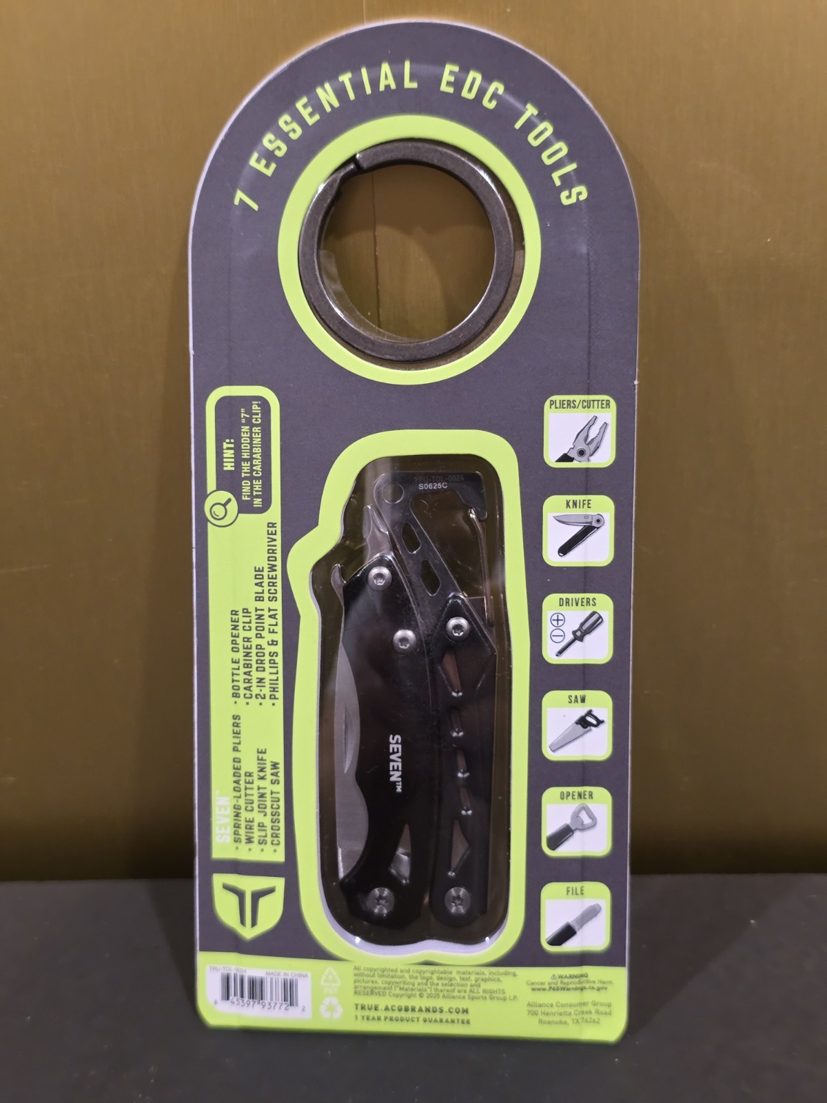 True Utility Seven Multi-Tool 7 in 1 Compact Pocket Knife Quick Release Clip