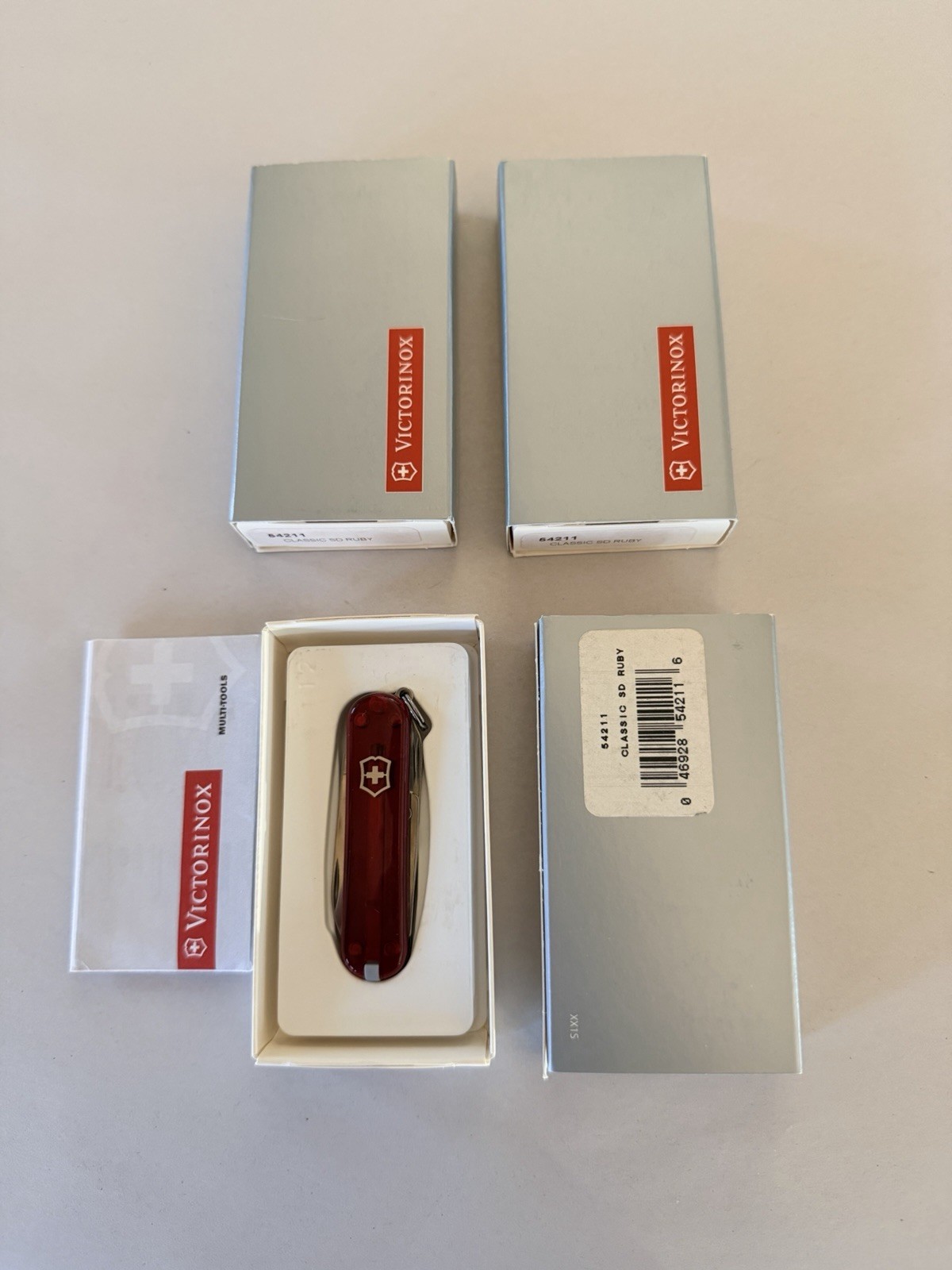 Lot of 3 Victorinox Classic SD Pocket Knife 2-1/4″, Translucent Ruby VN54211