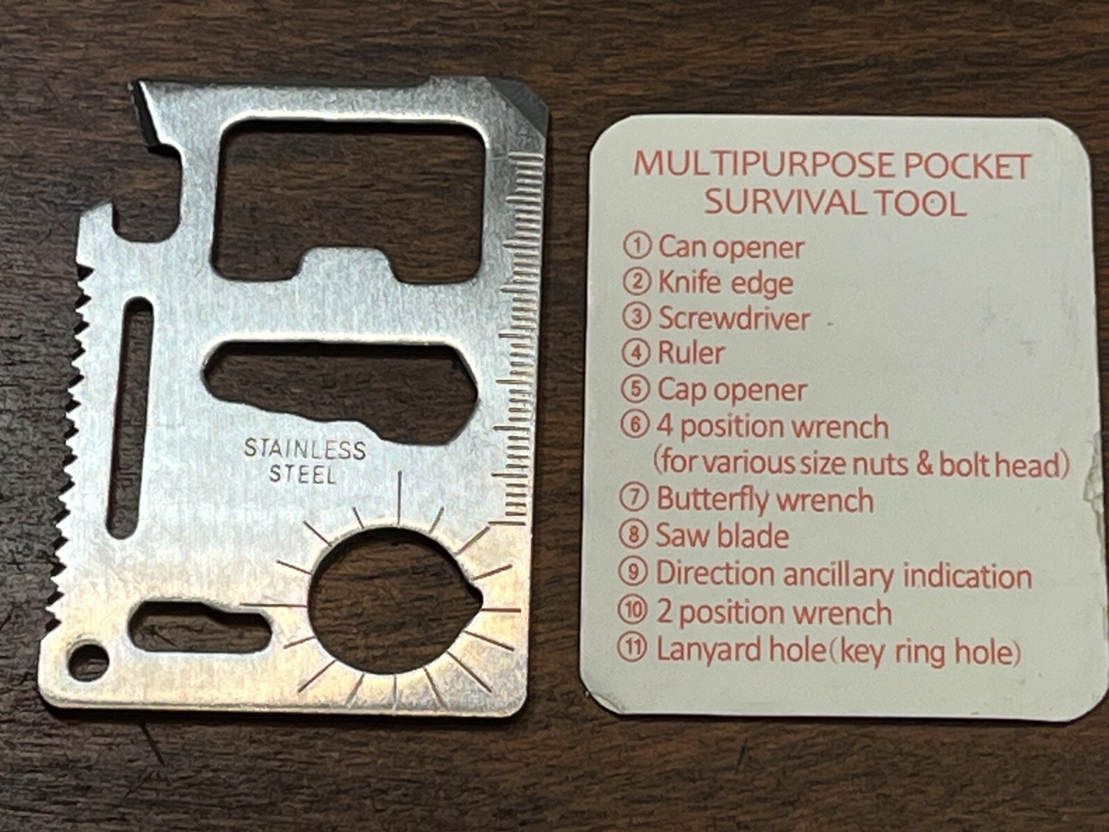 11n1 Multi Function Survival Pocket Card Tool Camping Emergency Gear (Lot of 10)
