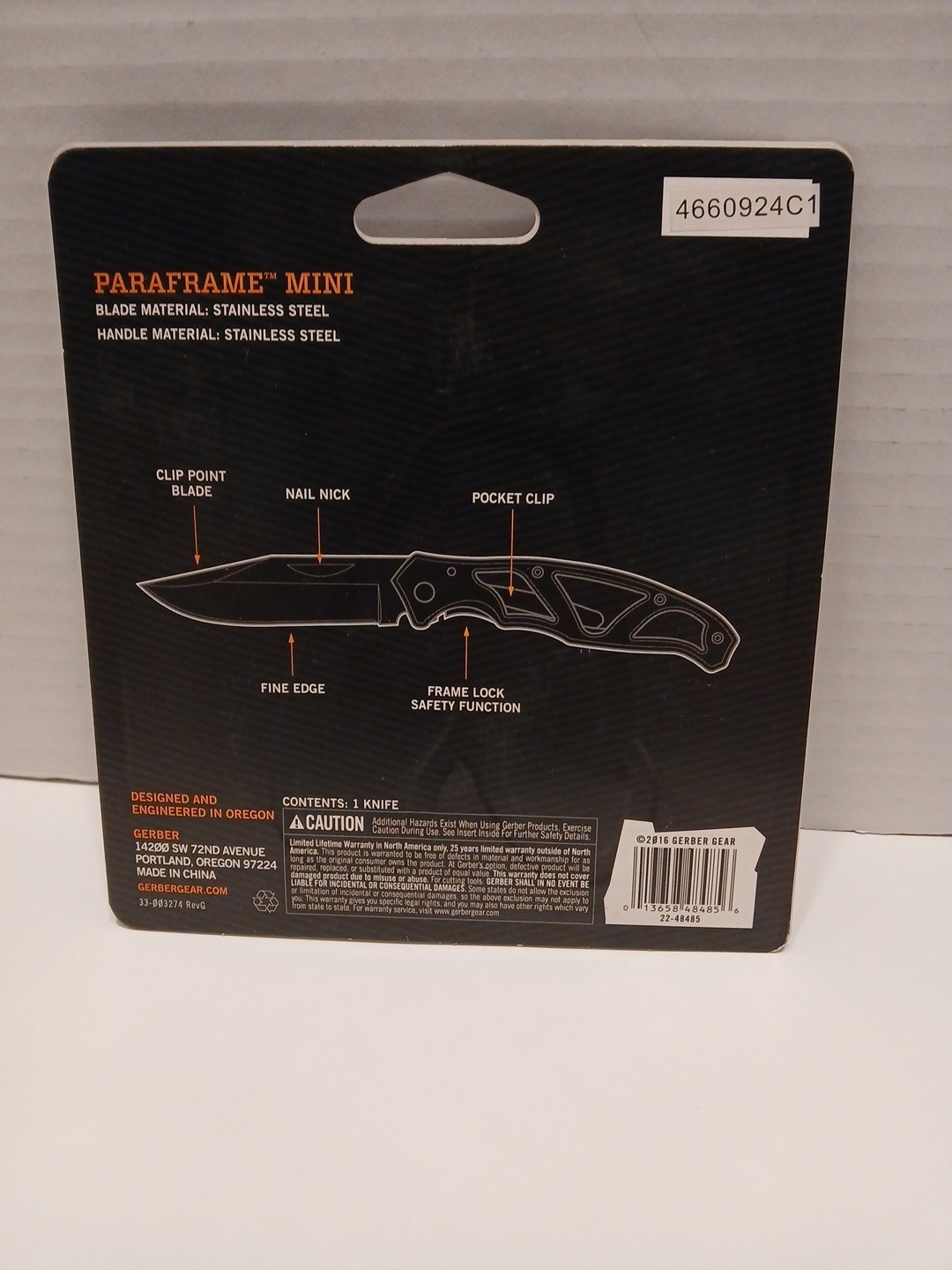 NEW GERBER PARAFRAME MINI 2.2″ CLIP FOLDING KNIFE STAINLESS STEEL 22-48485