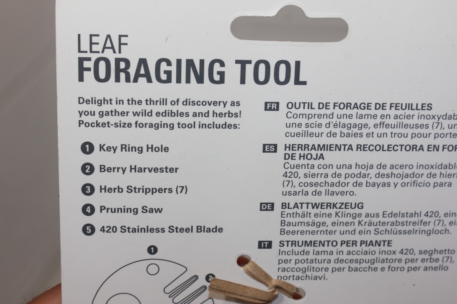 Kikkerland Leaf Foraging Tool Gardening Gathering Camping Hiking 4-in-1 Pocket