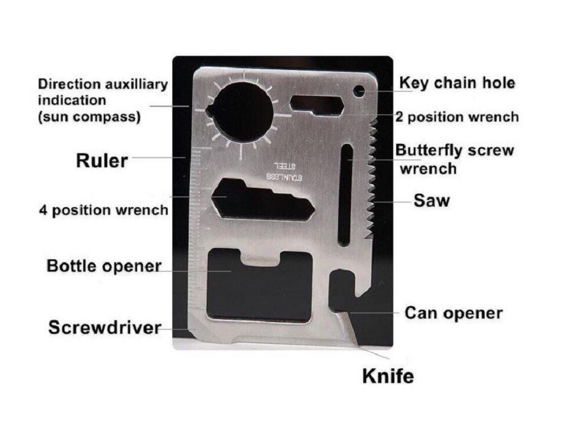4-Pack Stainless Steel Multi-Functional Credit Card Size Survival Pocket Tool