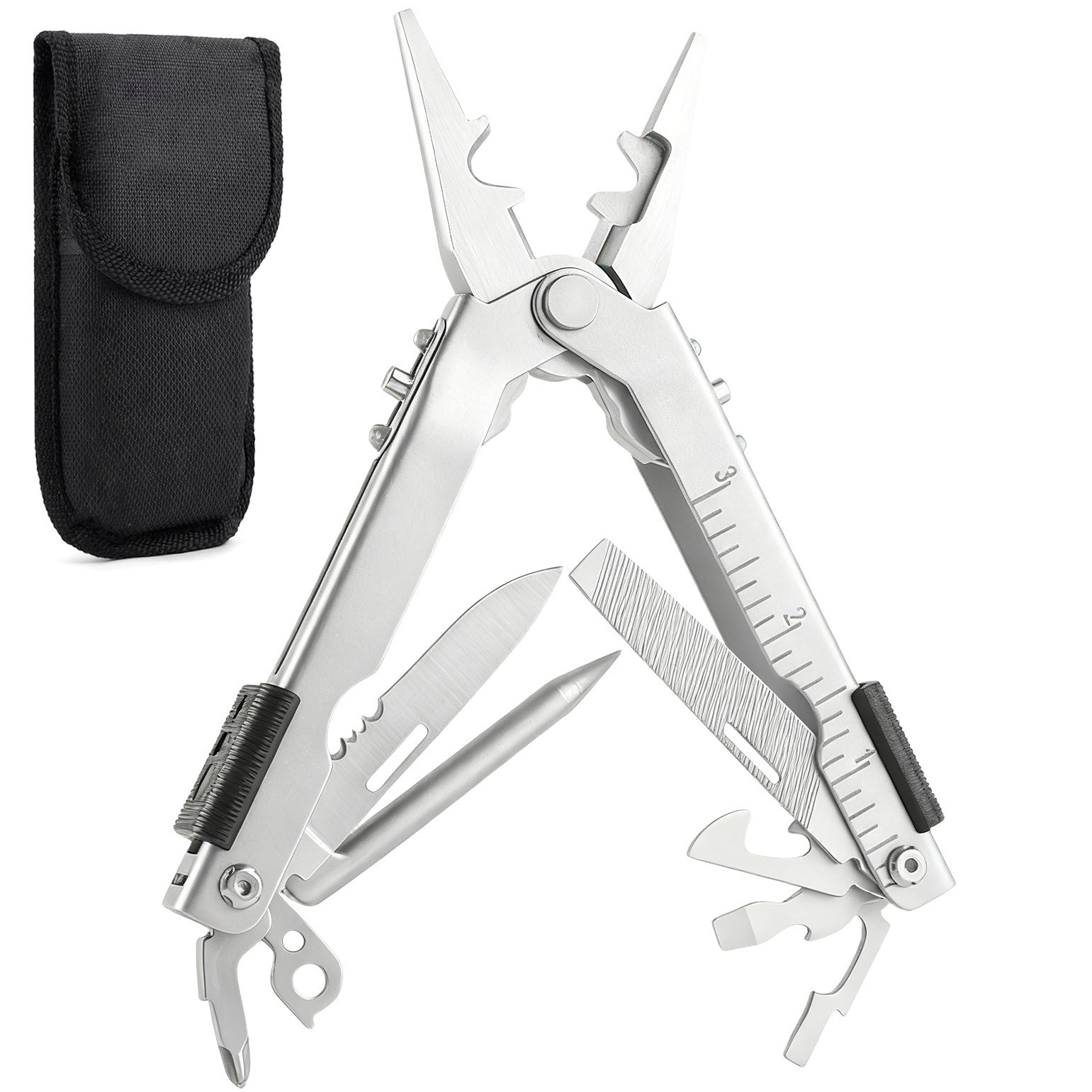 Multi functional telescopic pliers, portable camping tool pliers,Silver