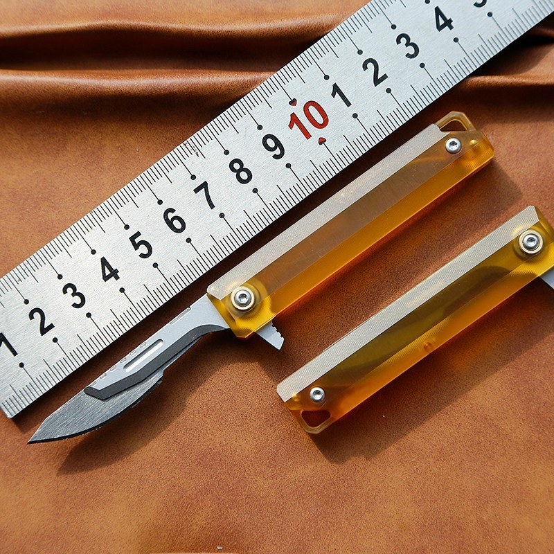 PEI Folding Utility Knife Keychain Box Cutter EDC Pocket Tool with Spare Blades