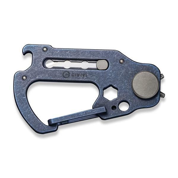 Civivi Polymorph Carabiner Keychain Titanium Multi Tool Blue Utility Blades