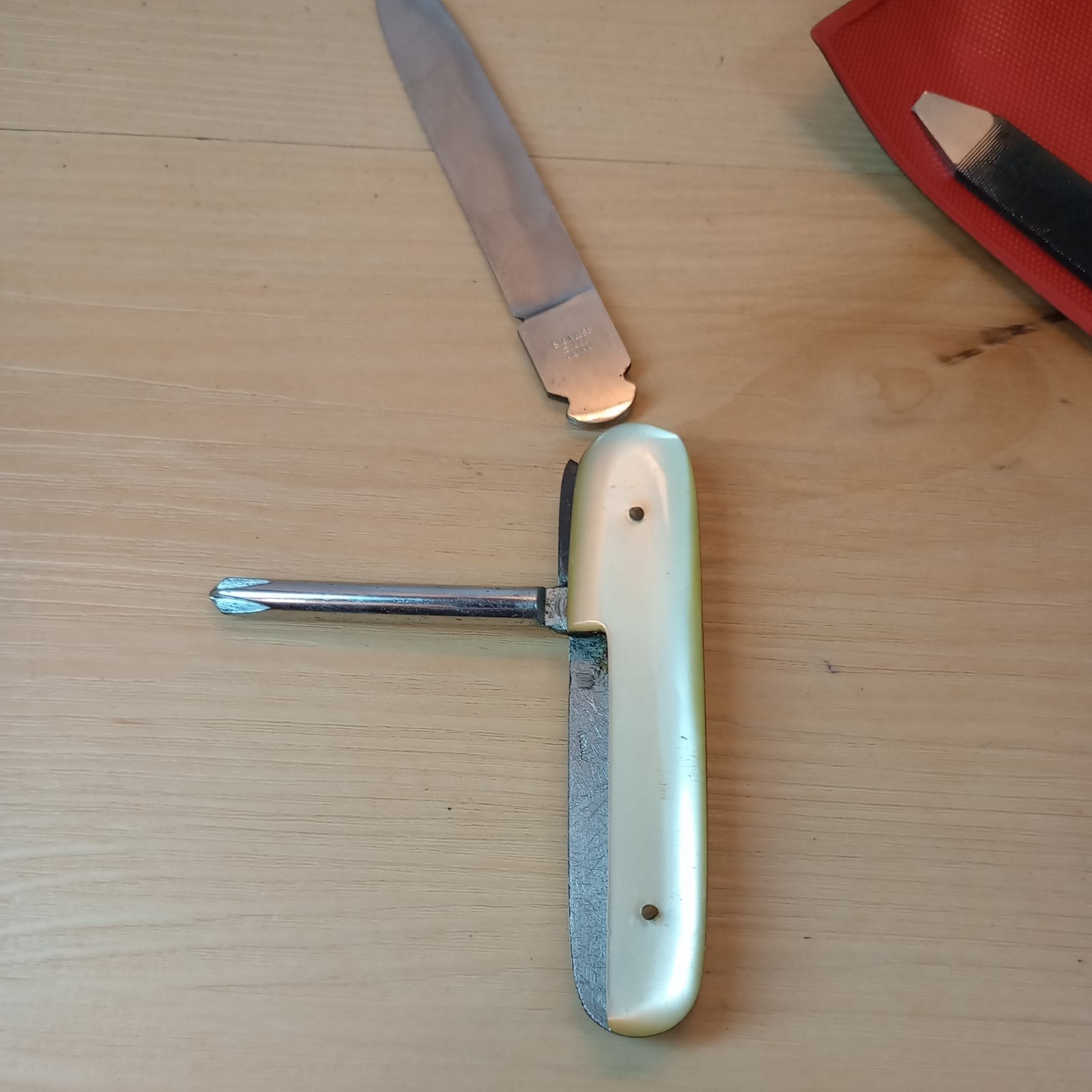 Vtg Multi Purpose Tool Kit Pocket Size Knife Interchangeable 6pc Stainless Japan
