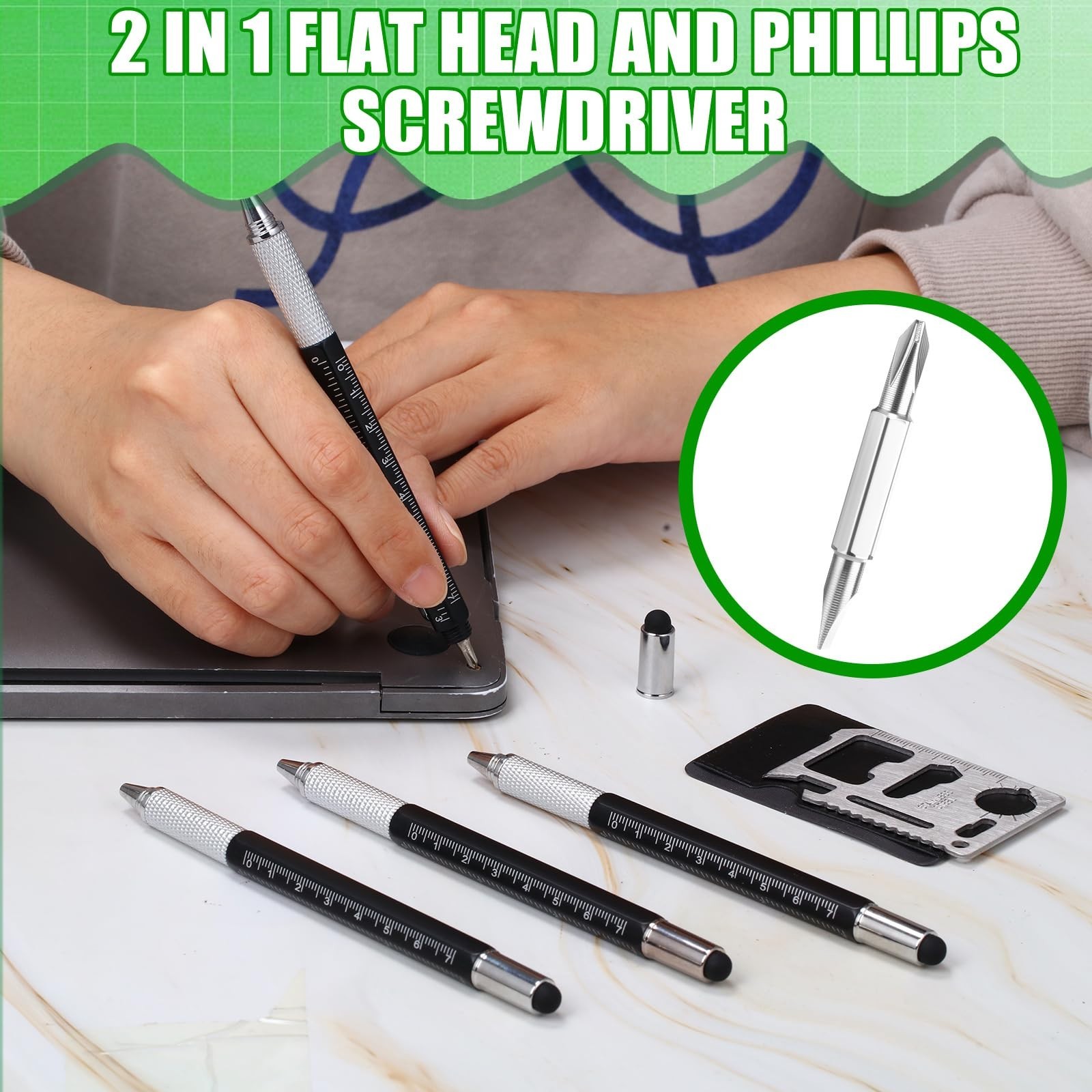 30 Pcs Multi Tool Set – 6-in-1 Screwdriver Pens, Stainless Steel Keychain, Gifts