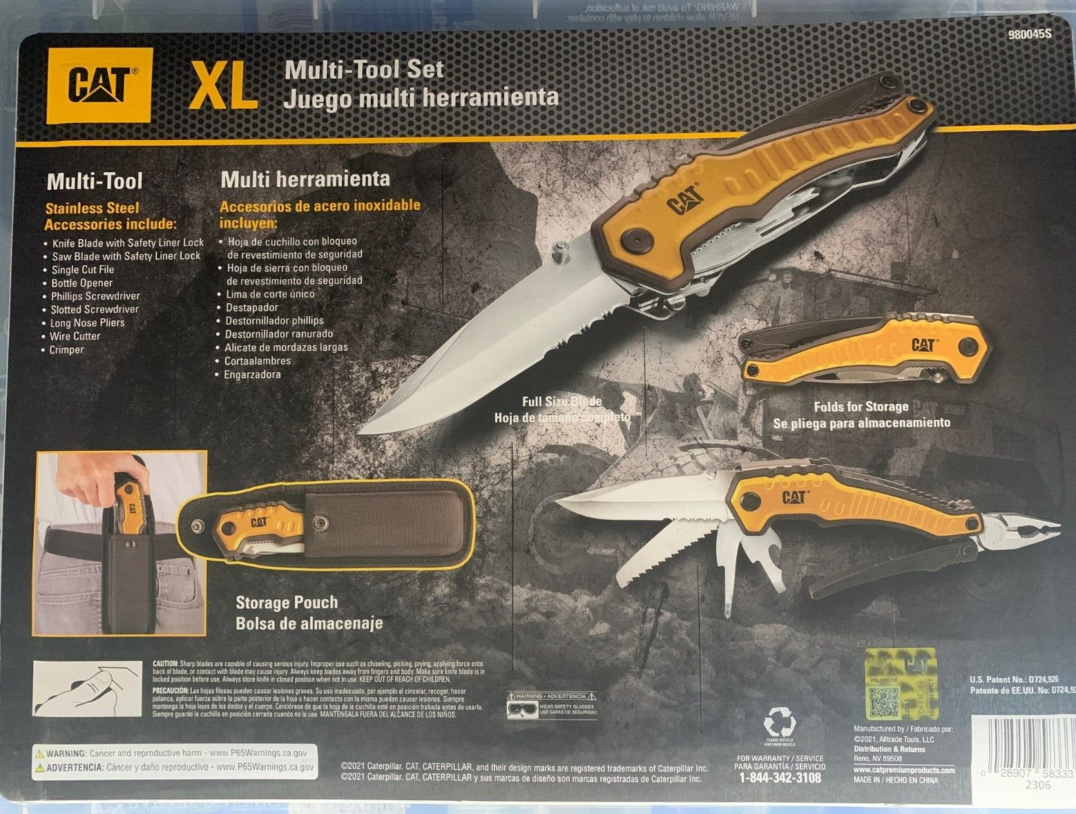CAT XL 9-in-1 Multi-Tool Set, Stainless Steel Tools with Belt Loop Storage Pouch