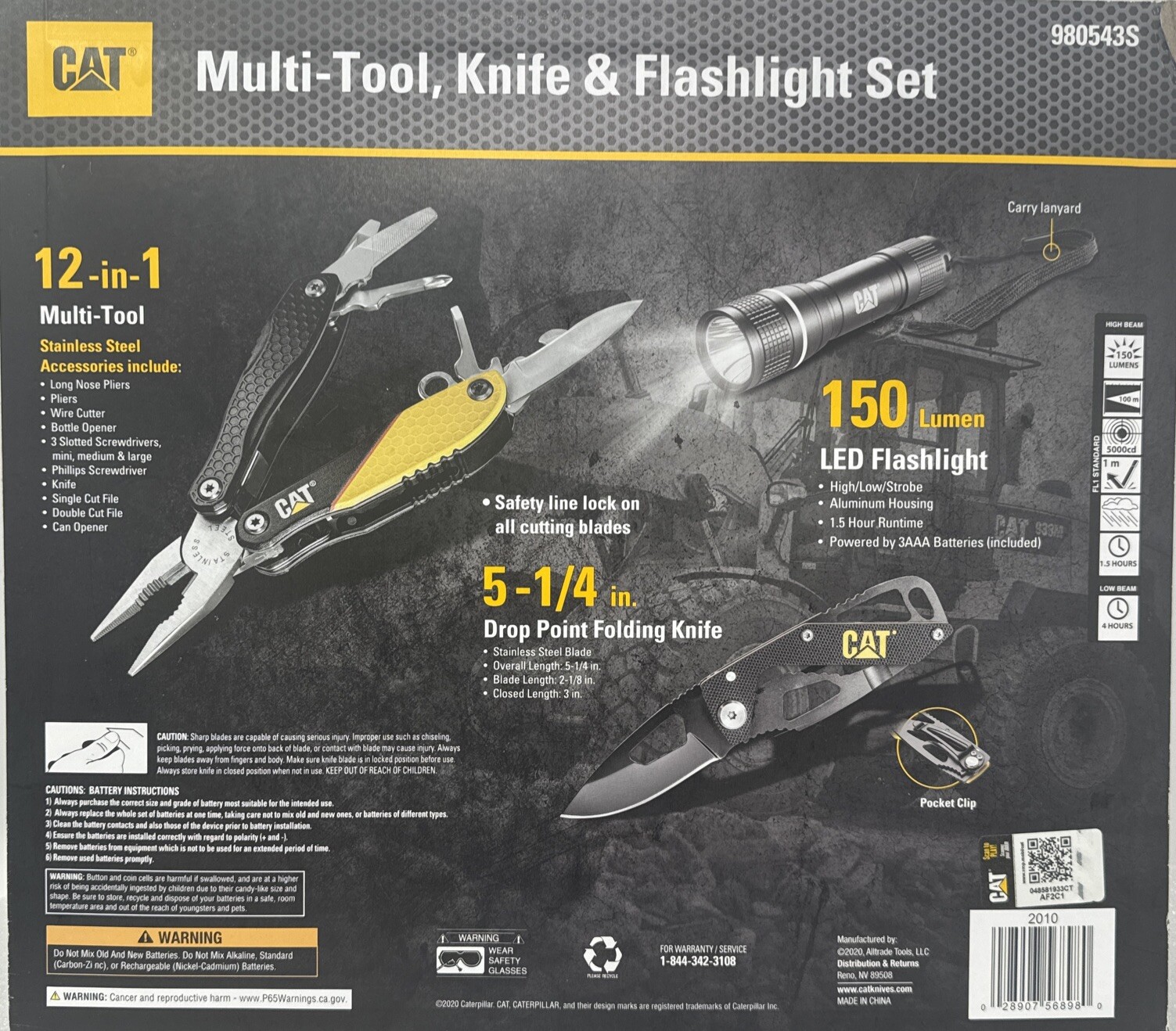 CAT, Multi-Tool, Knife & Flashlight Utility Compact Set | Camping Sports