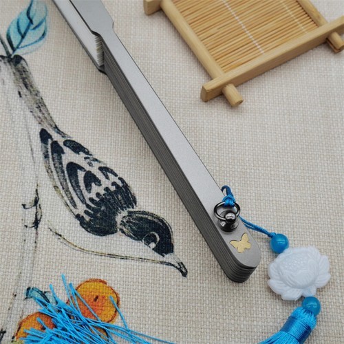 9” Titanium Alloy Folding Fan Martial Arts Portable Kung Fu Tai Ji Butterfly