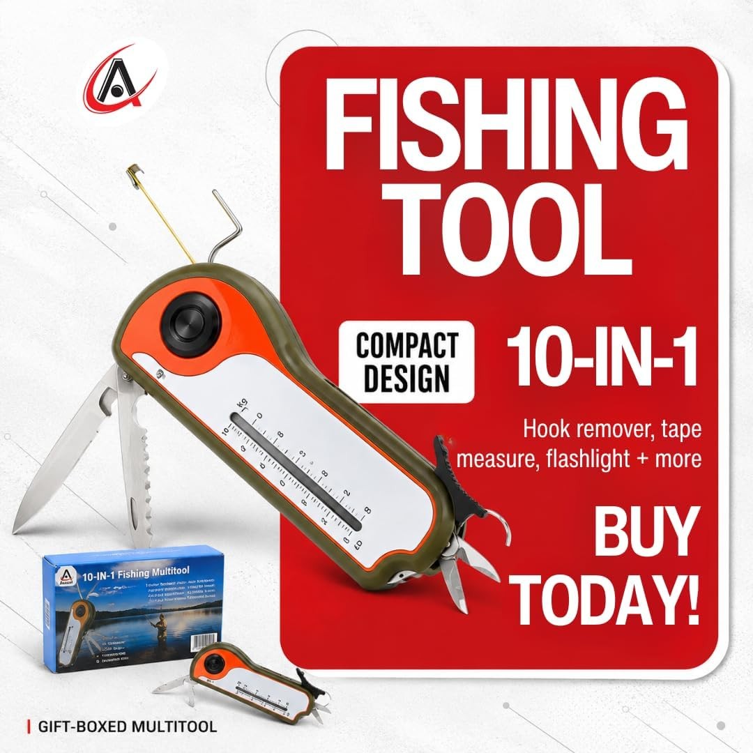 Fisherman Gift Tool Fishing Multitool Hook Remover Scale Scraper Tape Measure
