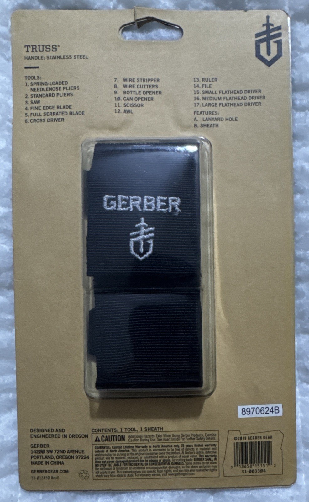 Gerber Truss Multi-Tool 31-003304 With Sheath Stainless Stell Sealed Retail Pack