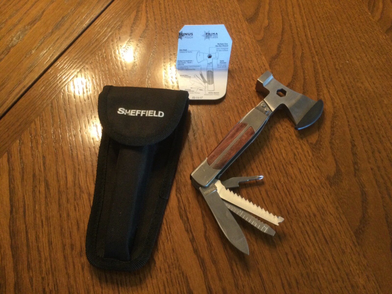 Sheffield Hatchet Multi Tool, One Size, 7077 Axe Knife Screwdriver File w/sheath