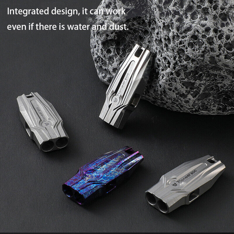 Titanium Alloy Double Tube Whistle 120DB Outdoor Survival EDC SOS High Frequency
