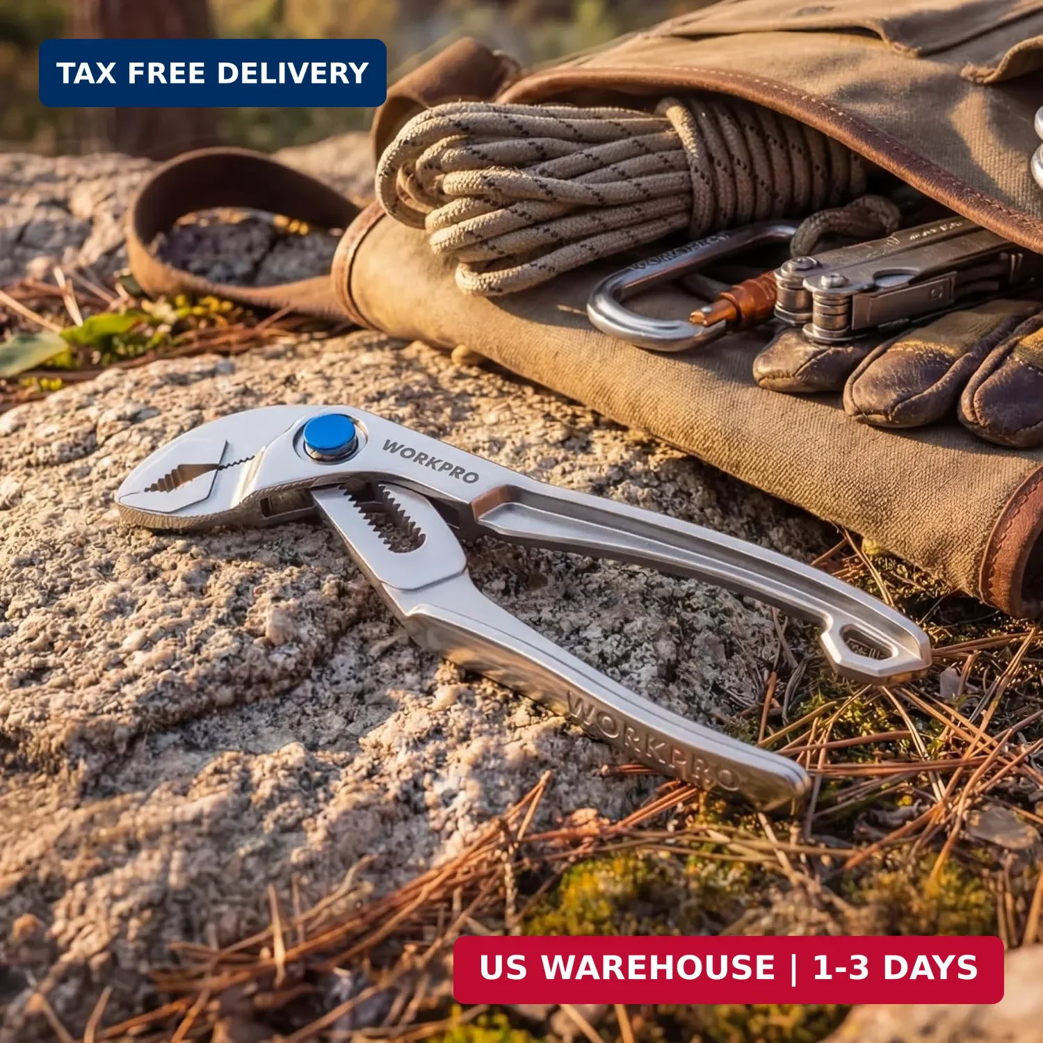 WORKPRO Mini Water Pump Pliers, 4-Inch Groove Joint Pliers, Fast Adjustable Tong