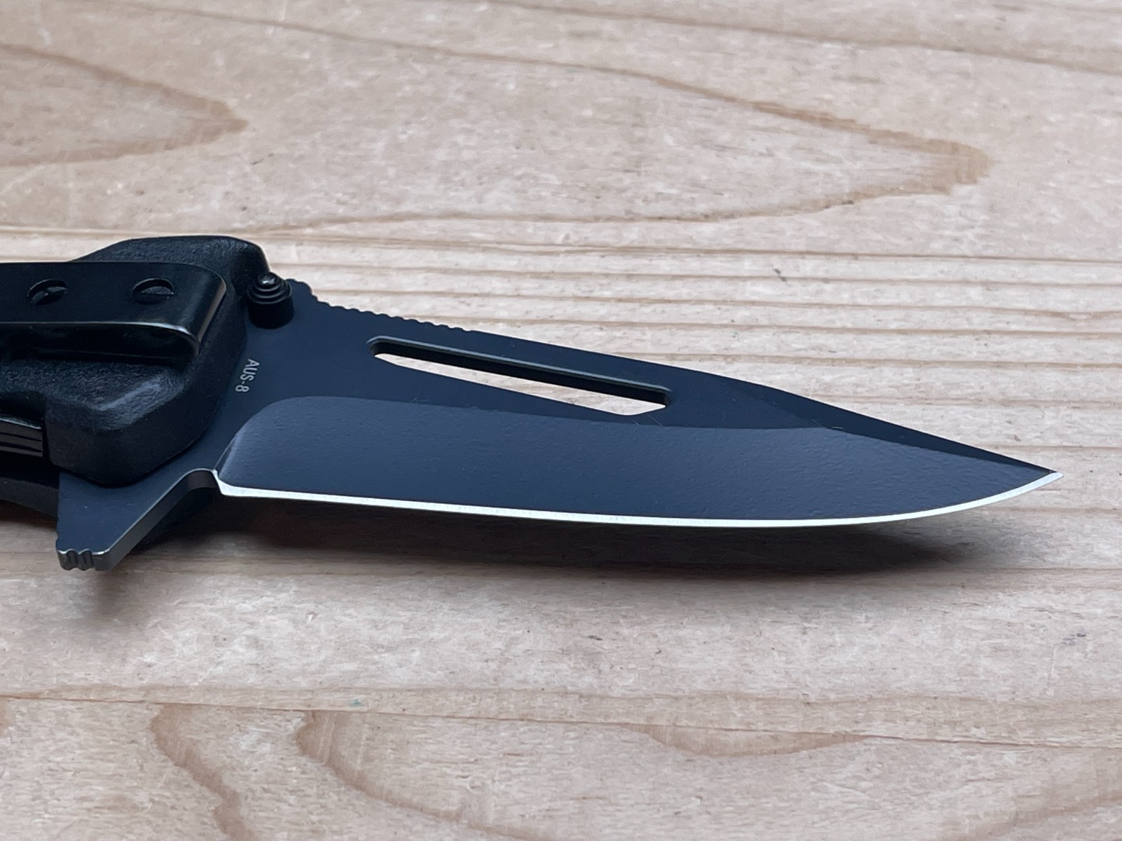 Camillus Jared Ogden Titanium NS-8B Plain Edge AUS-8 Black GFN Folding Knife