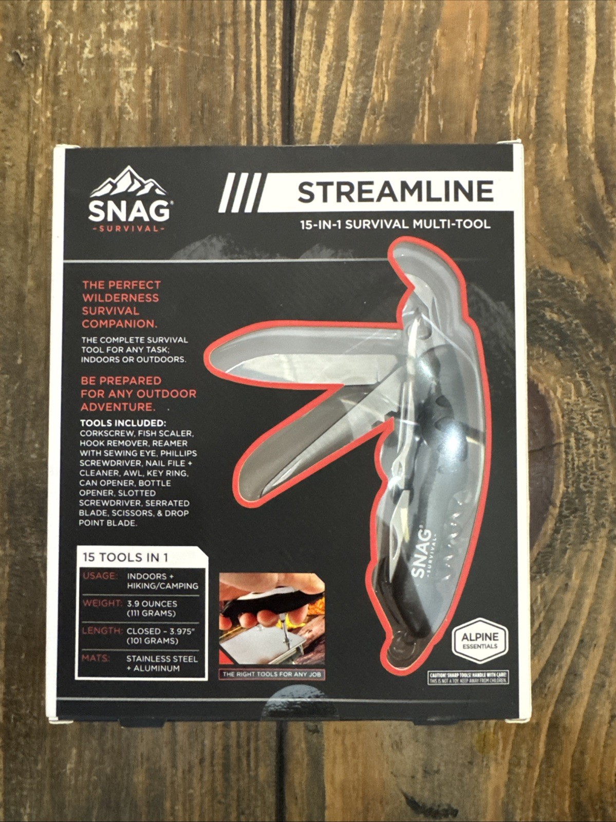 Snag Alpine Essentials Streamline 15-in-1 Survival Tool Knife Saw Scissors New