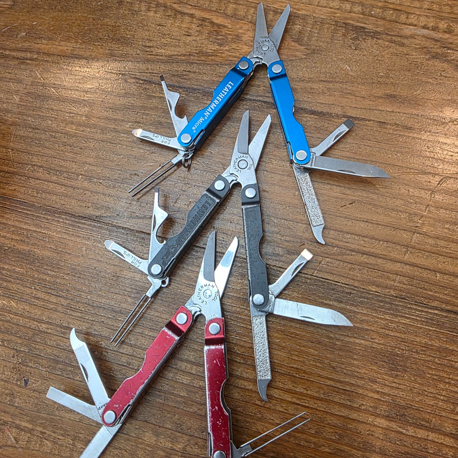 Leatherman MICRA Multi-Tool – Stainless Steel – Lot of 3 – Colors Red Blue Black