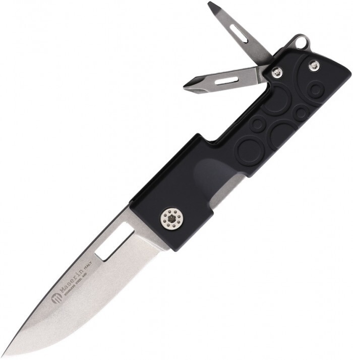 Maserin D-DUT Multi Tool Pocket Knife 440 Steel Blade Black Aluminum Handle