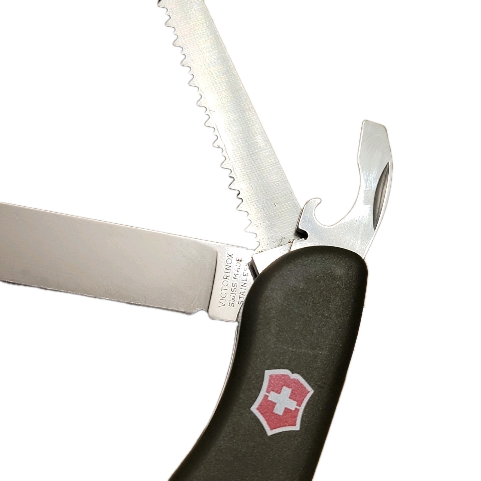 Victorinox Hunter Swiss Army Knife Olive Drab 0.8873.4 W/Sheath Great Condition