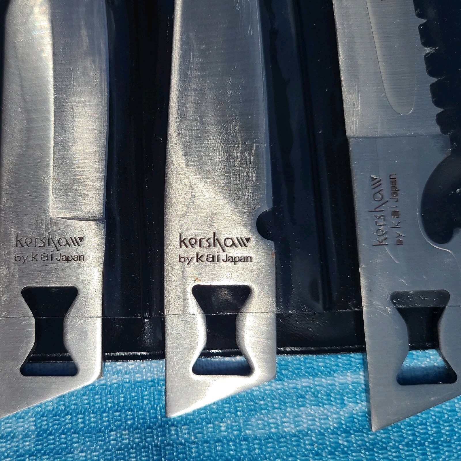 Vintage Japan Kershaw Kai Knife Lot, Fishing Butcher, Interchangeable Set Signed