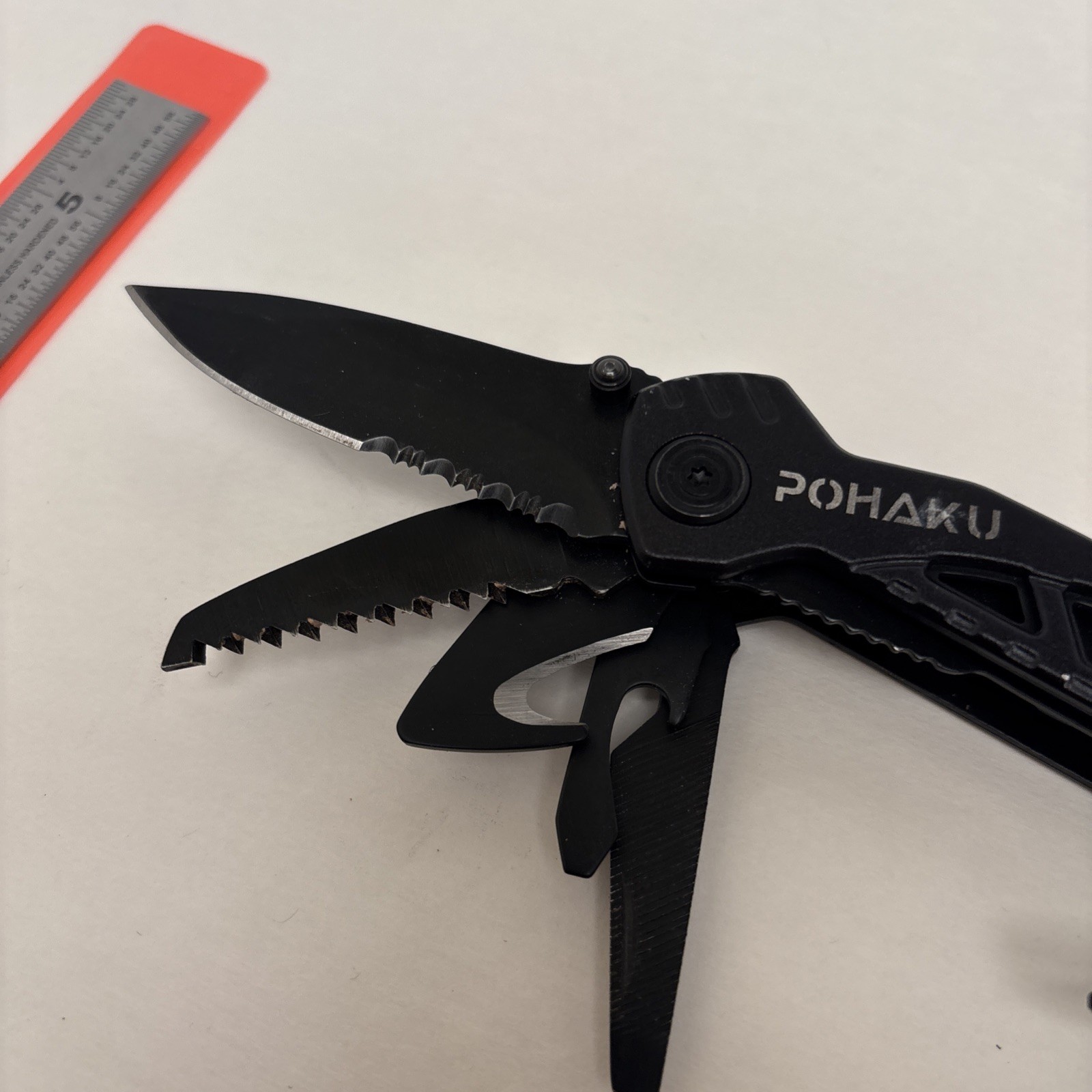 POHAKU BLACK MULTI-TOOL WITH PLIERS, KNIFE, SAW, FILE, SCREWDRIVERS