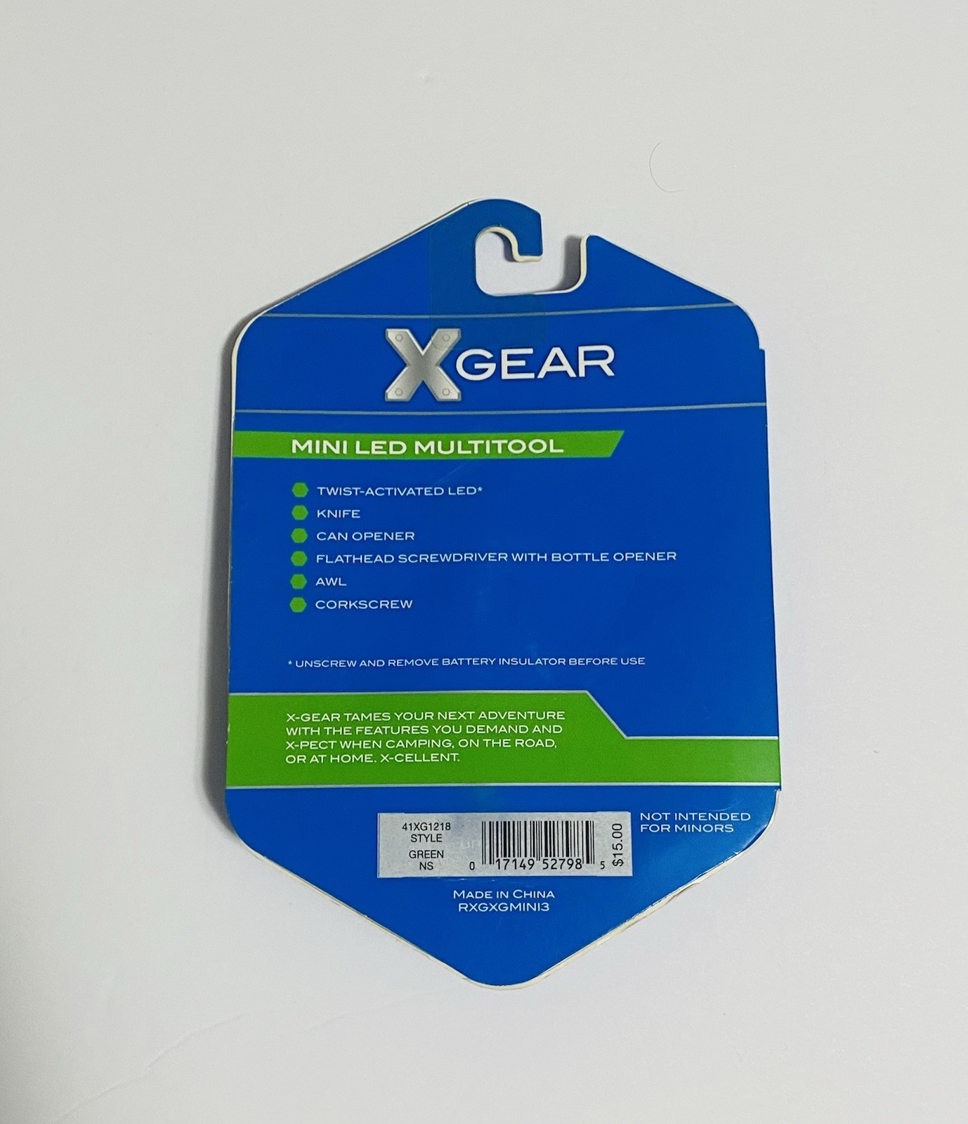 X Gear Mini LED Multitool Knife ~ 7 Tools ~ Green~ NIP ~ Free Shipping