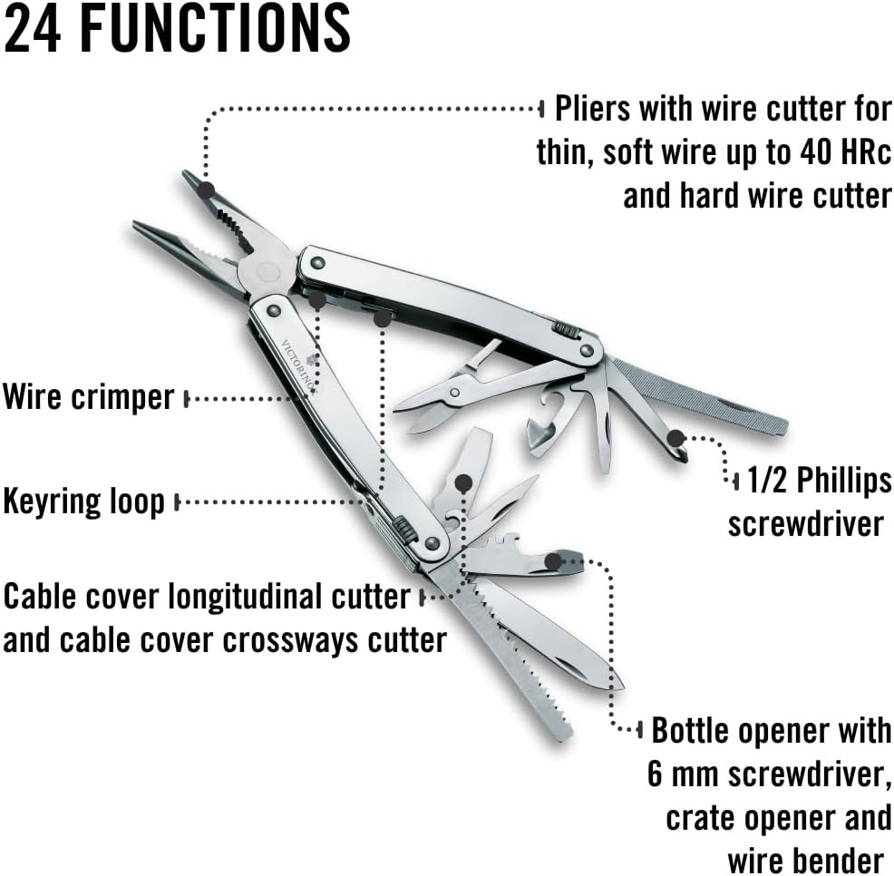 Victorinox Swiss Tool Spirit X Multi Tool, 24 Function – Silver