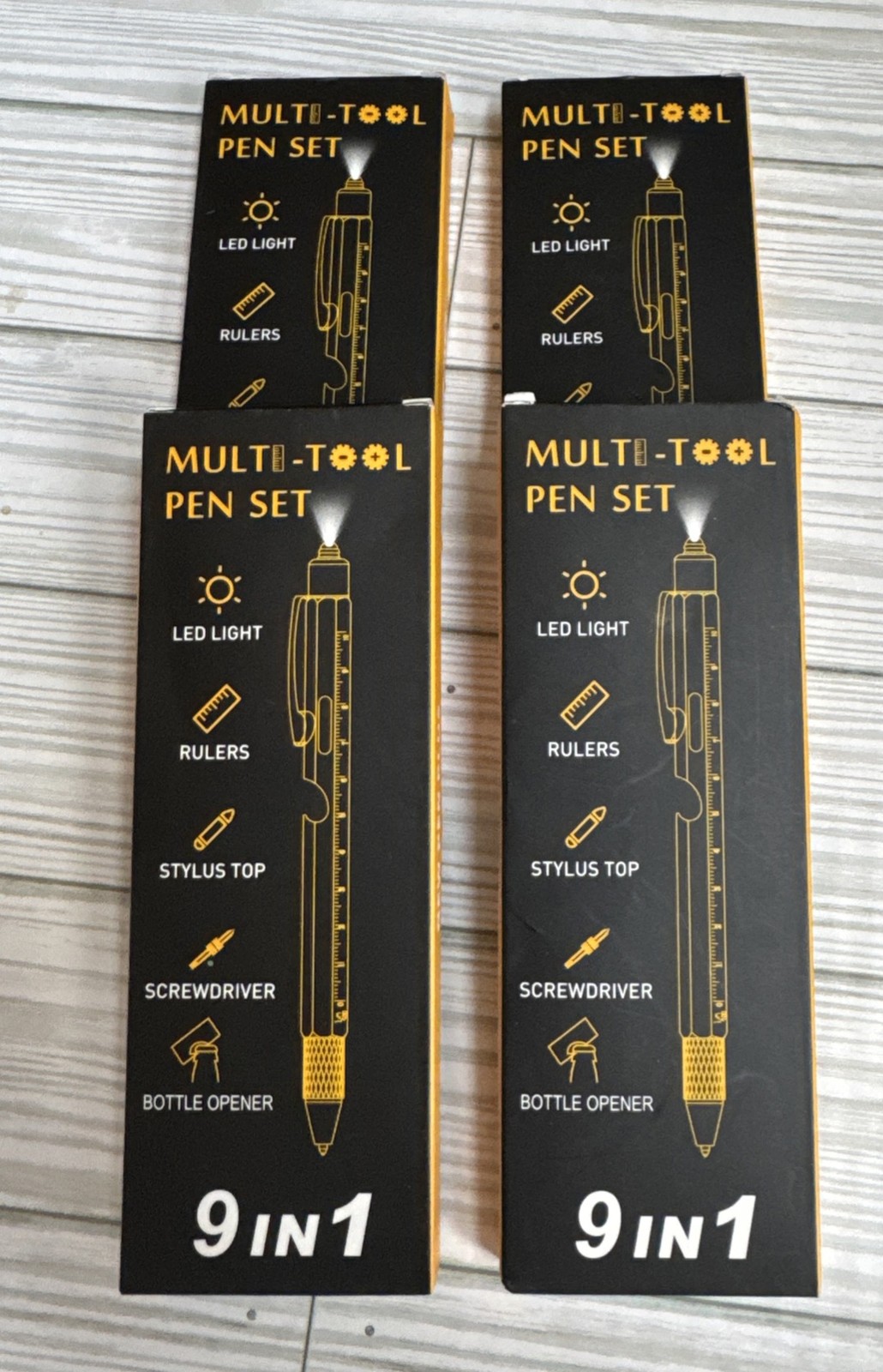 Lot Of 4~ Multi-Tool Pen Set 9 In 1 ~ Perfect Gift For Stocking Stuffers NEW!