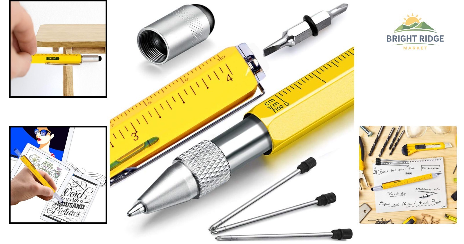 6-in-1 Multitool Pen with Screwdriver, Ruler, and Touch Screen Stylus