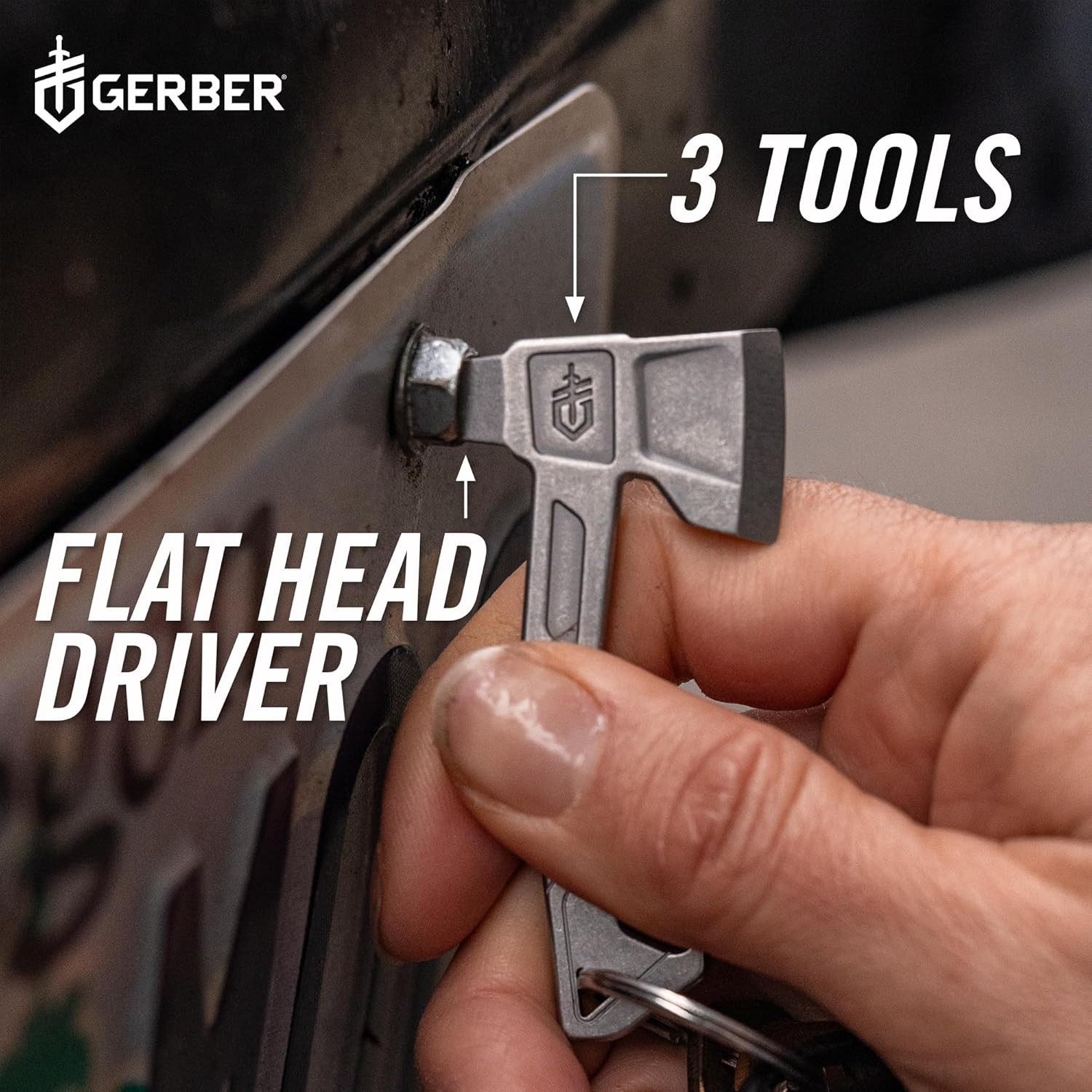 Gerber Gear Hatchet Keychain 3-In-1 Multitool, Clips to Pocket or Keychain with