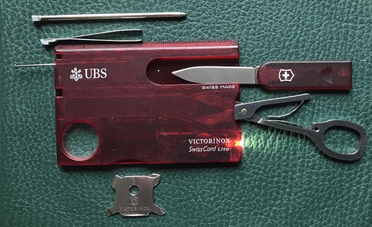 Victorinox Swiss Card Lite Red Transparent 13 Function Multitool in Card Shape