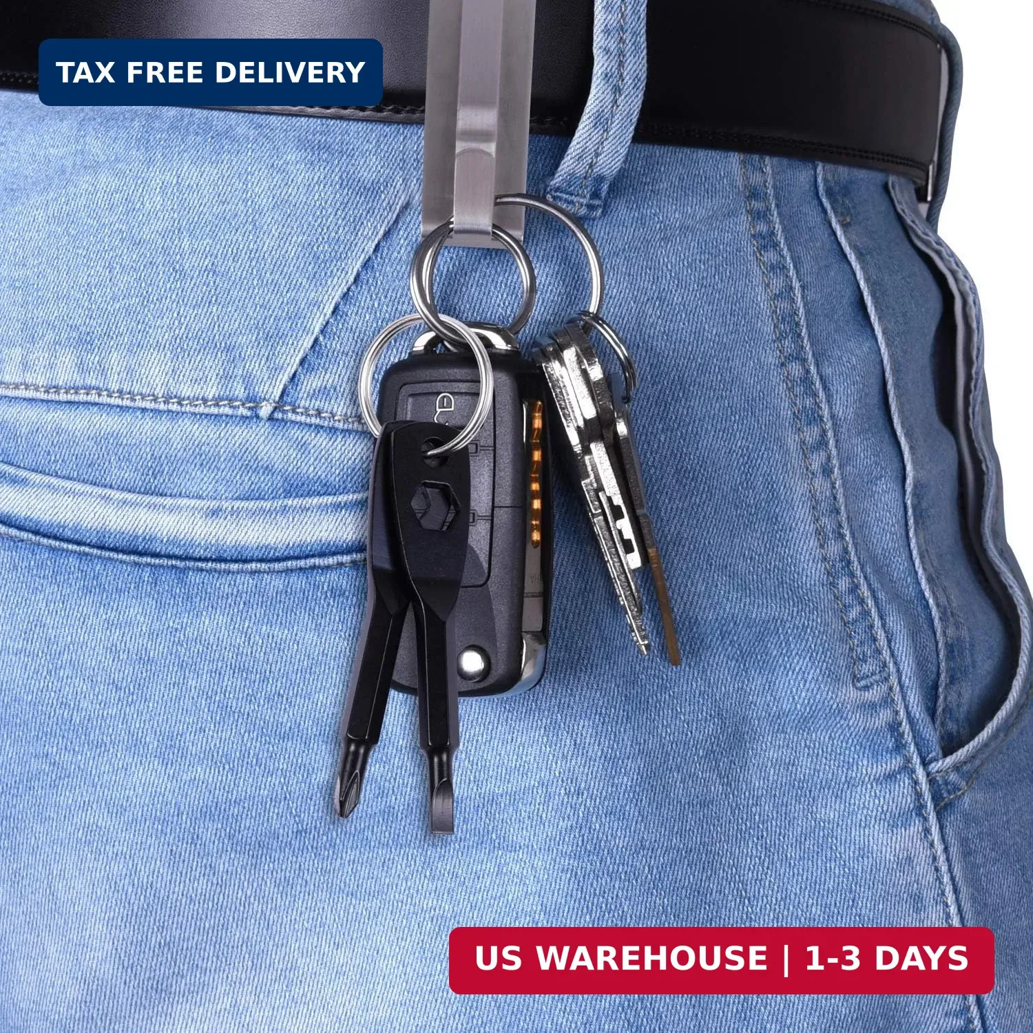 Portable Keychain Screwdriver, 4-in-1 Multifunction Repair Tool Pocket (Black)