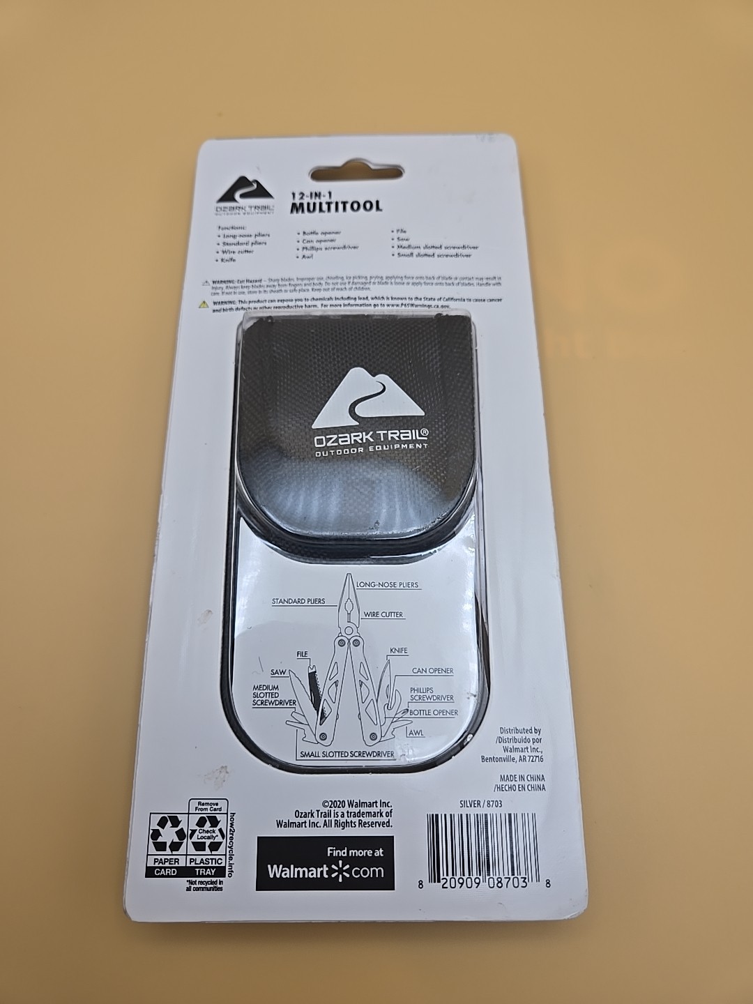 Survival Hiking Ozark Trail 12-in-1 Multi Tool with Sheath Camping Fishing