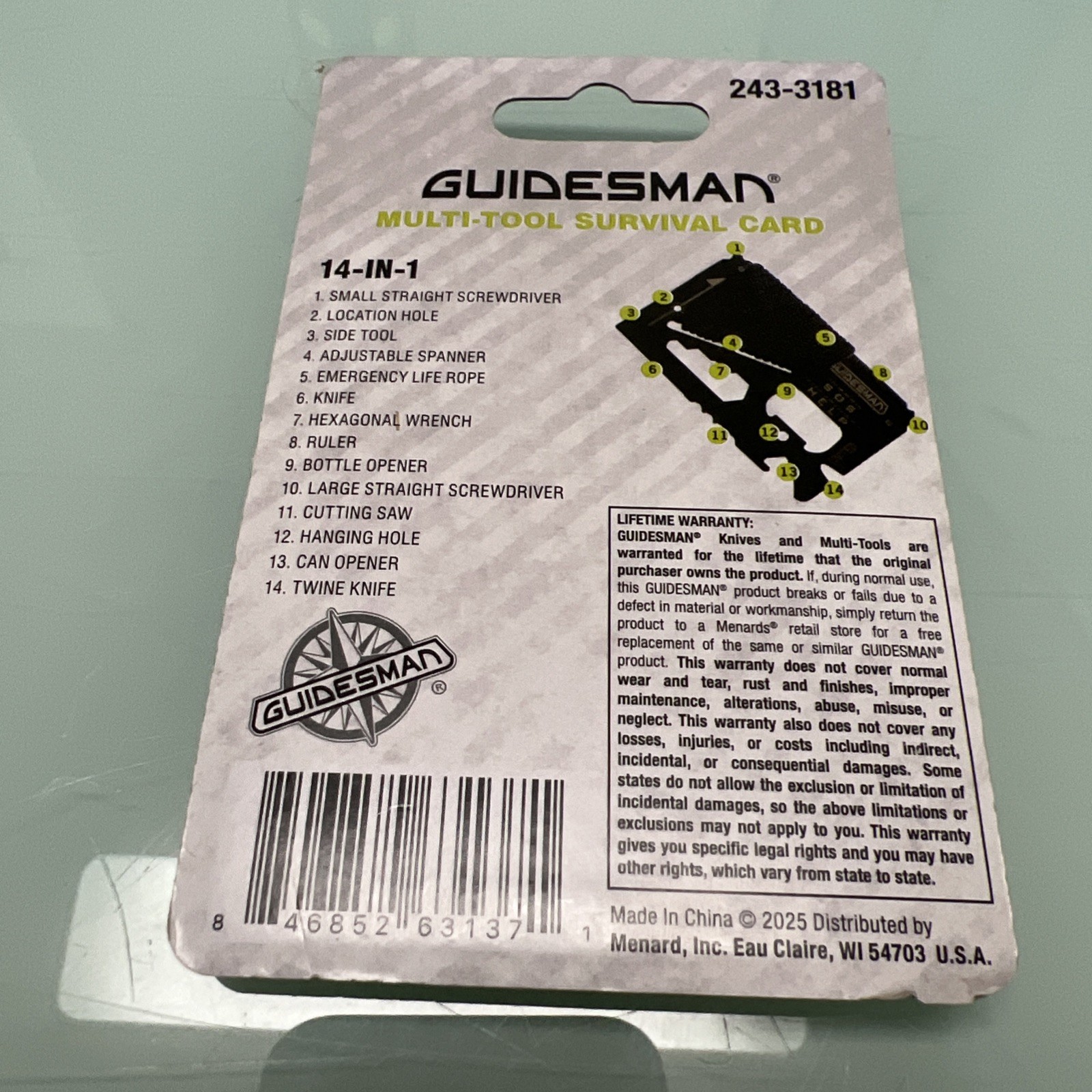 Guidesman multi tool Survival Kit Camping Fishing Hiking Climbing 14-In-1 Gadget