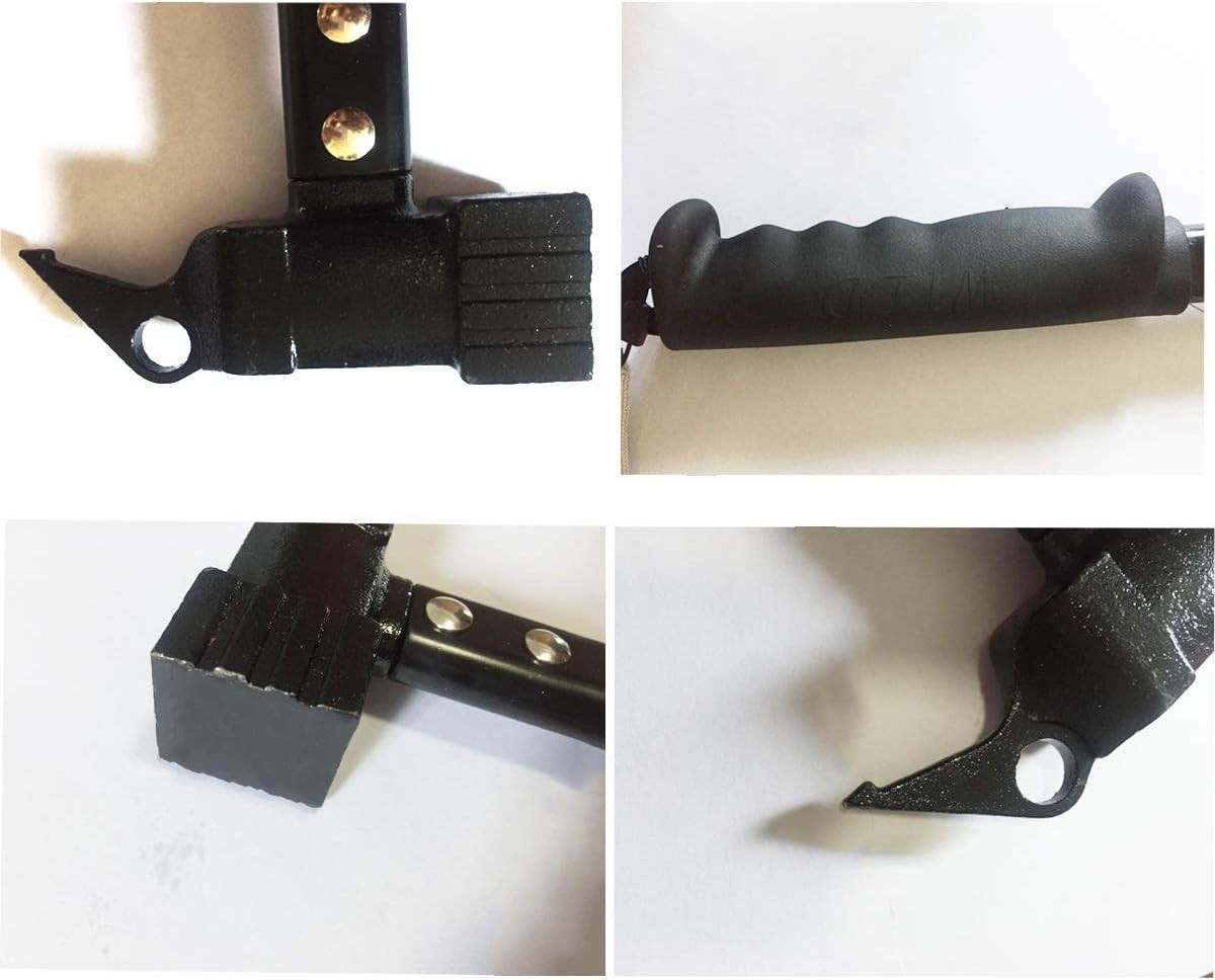 Martillo de camping resistente con extractor de estacas para carpas (negro)