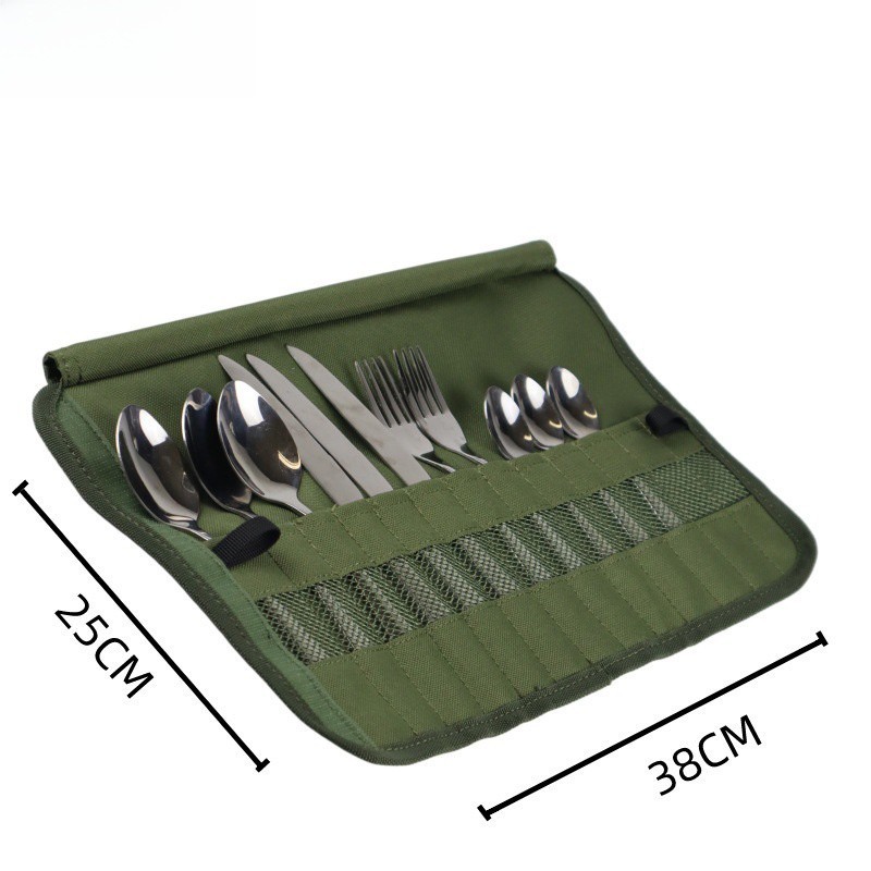 Portable Storage Pouch For Stainless Steel Camping Cutlery Set