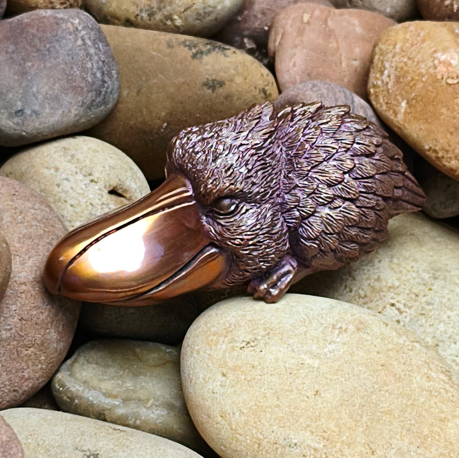 Purple copper Shoebill ‌Whale head Stork ornament Solid handcraft statue bird