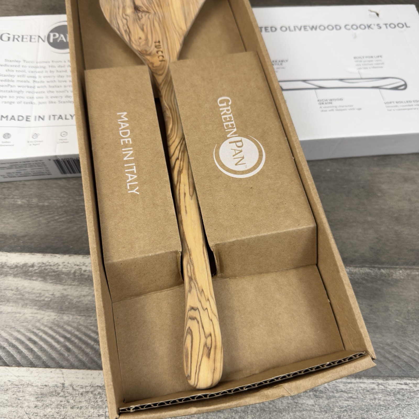 Williams Sonoma GreenPan Stanley Tucci Olivewood Universal Multitool Read OB