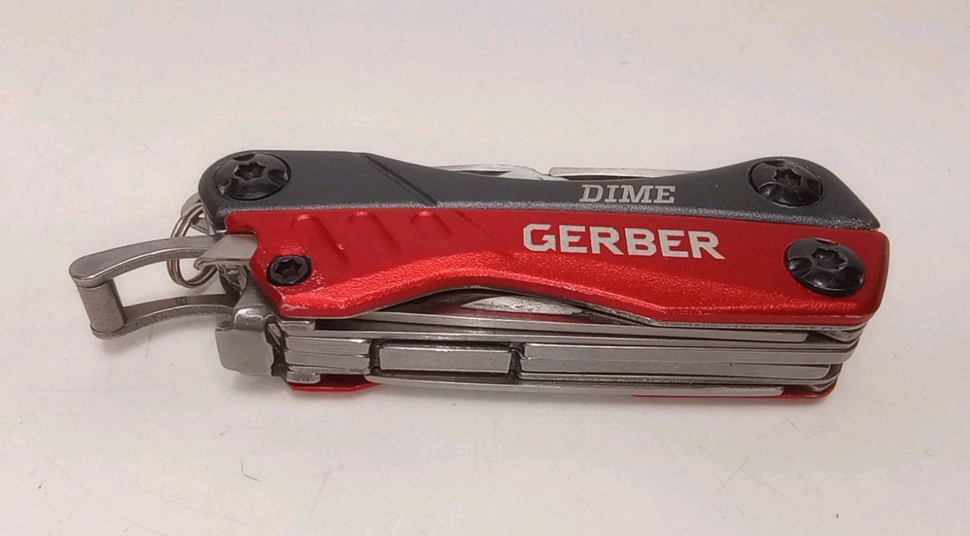 Gerber Dime Mini Multi-Tool, Knife, Pliers, Scissors, Red – Excellent Condition