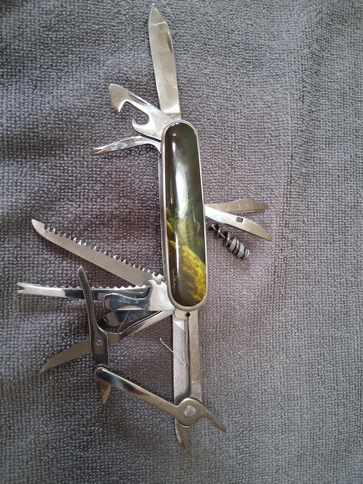 Vintage James Hartman Multi Tool Knife-14 Tools-Fishing-Hunting-Hiking–(D)