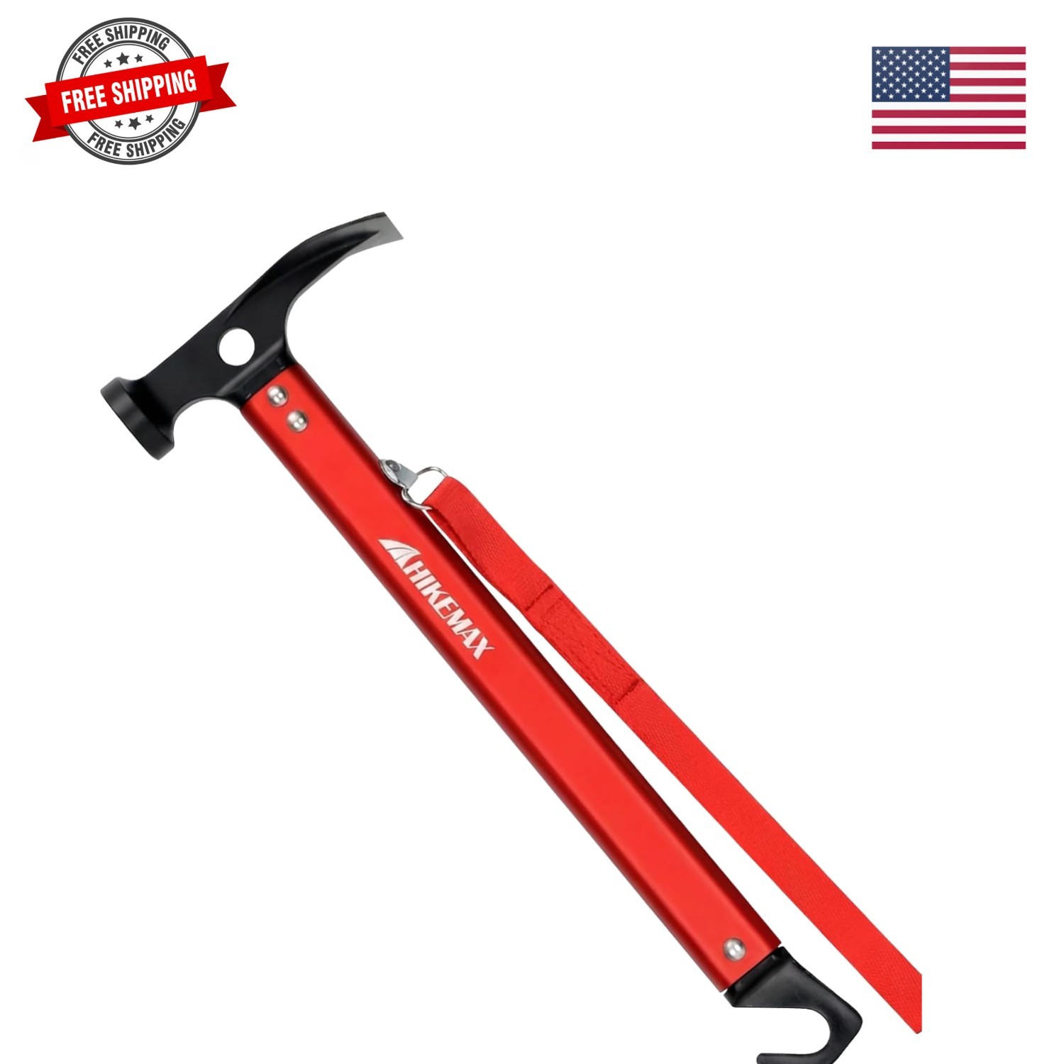 Stylish Red Lightweight Tent Hammer & Stake Puller – Ideal for Outdoor Lovers