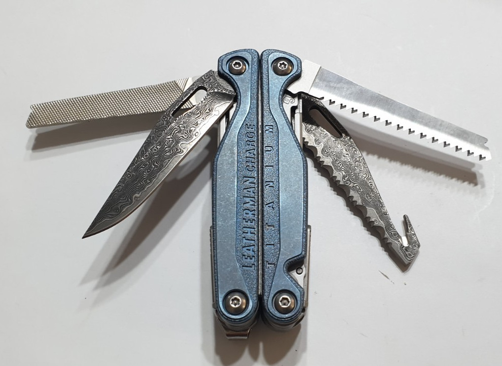 🔥🔥🔥 Leatherman Charge TTI Titanium Damascus Blades NotUsed Very Rare