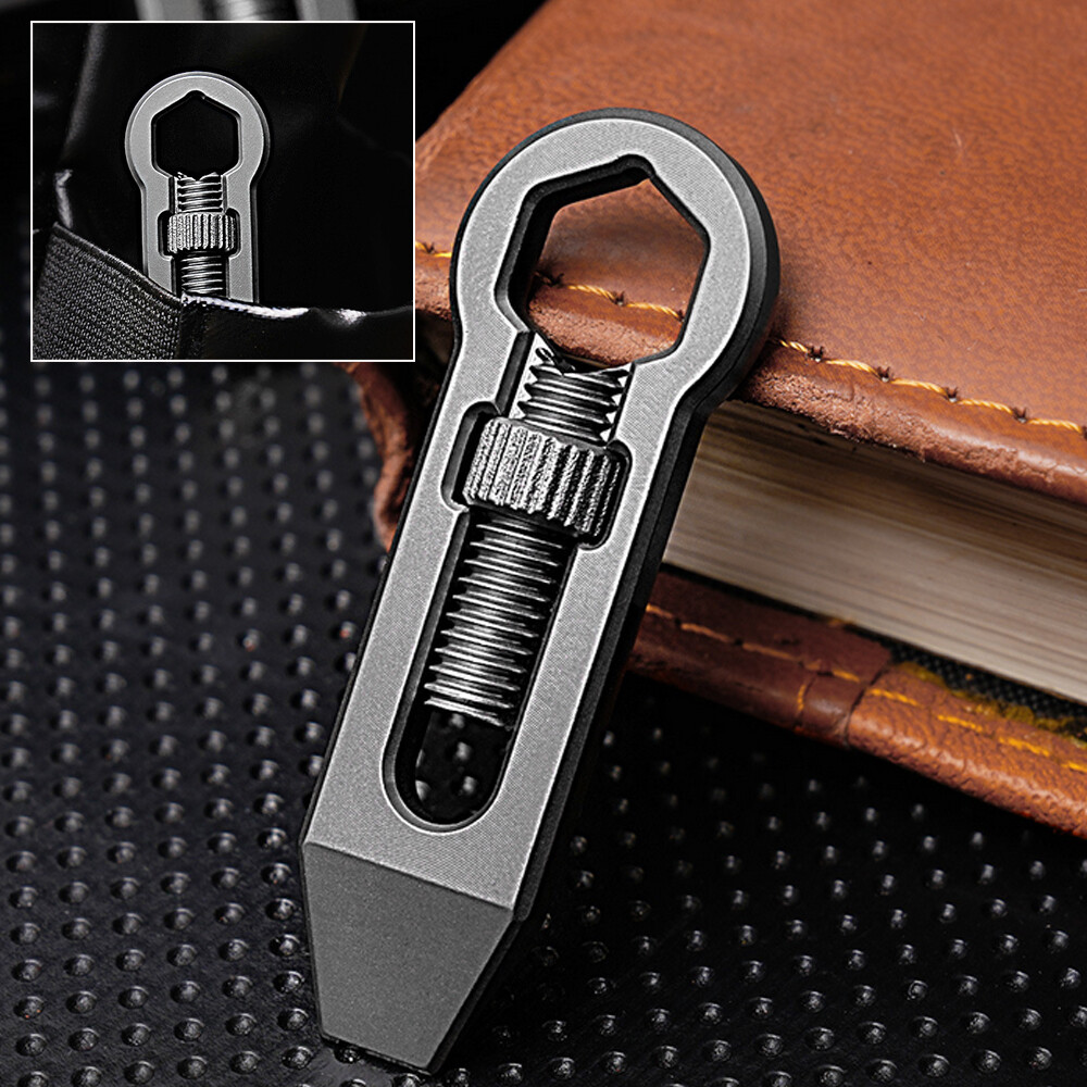 Titanium Alloy Multi Tools Adjustable Wrench Pocket Pry Bar Crowbar Keychain
