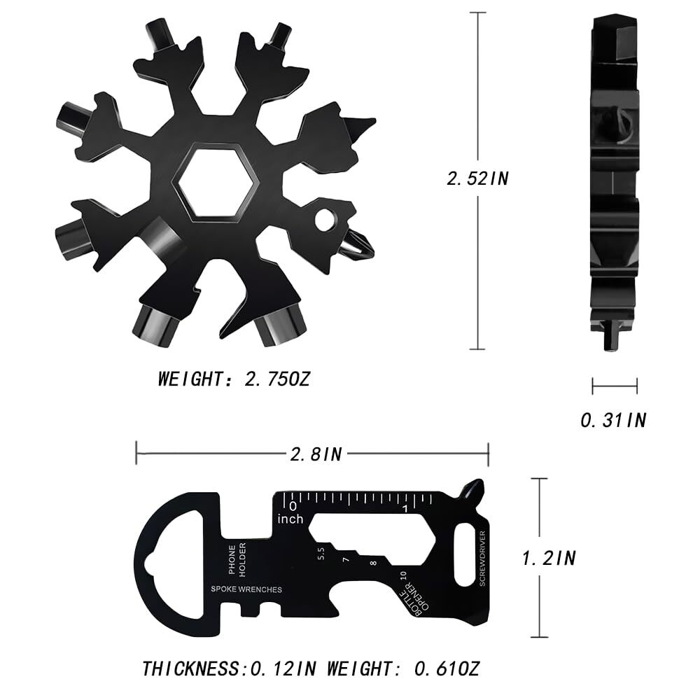 18 In 1 Snowflake Multitool & 8 In 1 Keychain Tool Stocking Stuffers For Men Chr