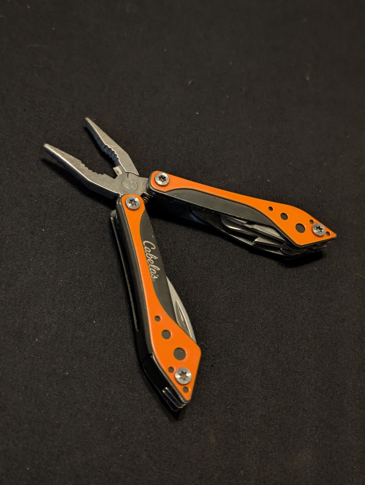 Cabela’s 7-in-1 Stainless Steel Neon Orange Knife Blade and Pliers Set