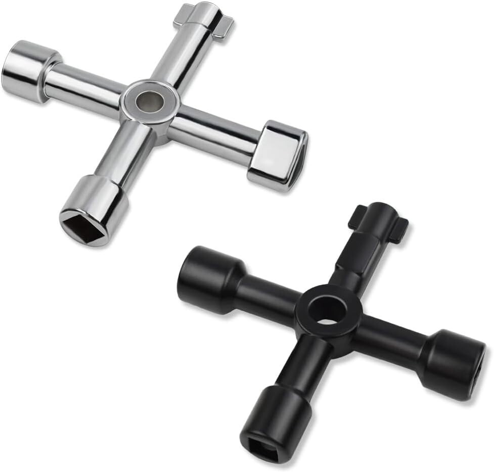 2 Pack Sillcock Key Set,4 Way Water Key Tool,Multi-Functional Silcock Water Keys