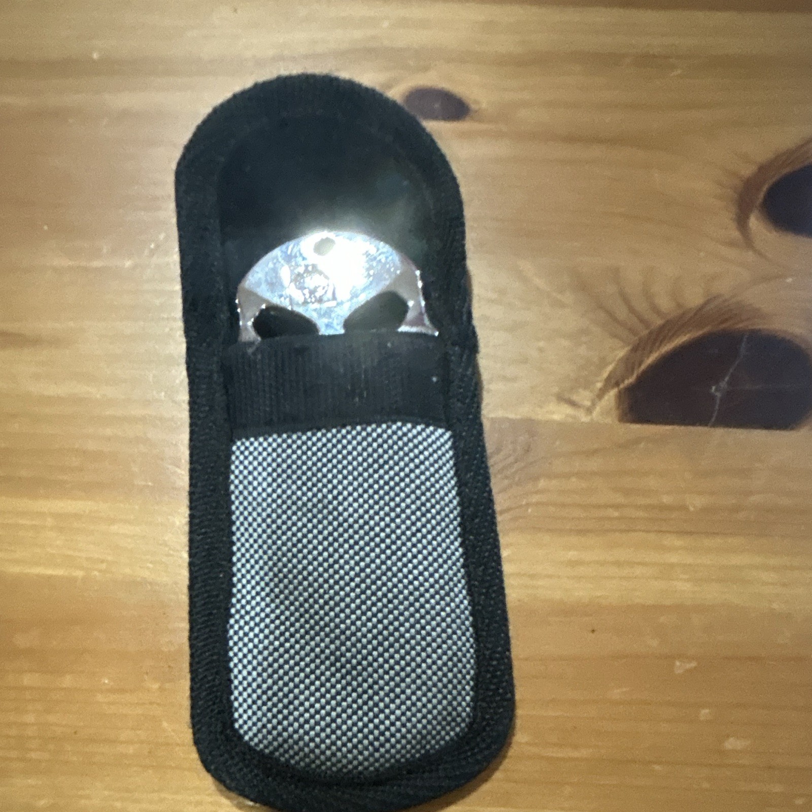 Skull Metal Eddie Bauer 3-in-1 Multi-Tool Knife Bottle Opener Silver Nylon Pouch